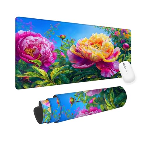 Mausepad Farbe, Mausepad XXL 700x400x3mm Gaming Mauspad Blume, Mouse Pad mit Vernähte Kanten, Rutschfester Mousepad mit Einer speziellen Oberfläche verbessert Geschwindigkeit und Präzision yv-124 von Mixmblon