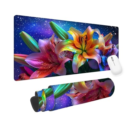 Mausepad Farbe, Mausepad XXL 700x400x3mm Gaming Mauspad Blume, Mouse Pad mit Vernähte Kanten, Rutschfester Mousepad mit Einer speziellen Oberfläche verbessert Geschwindigkeit und Präzision yv-125 von Mixmblon