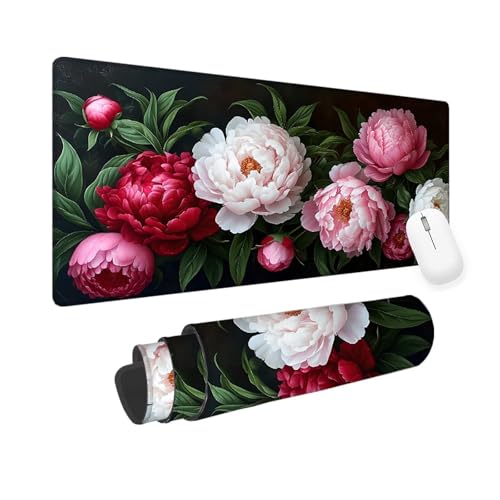 Mauspad Rosa Große Schreibtischunterlage Blume 1000x500x3mm Gaming Tastatur Matte, Japanisch Mousepad, Wasserdicht Rutschfeste Gummibasis Gaming Mousepad, Gamer Maus und Tastatur Pad, Geschenke yv-295 von Mixmblon