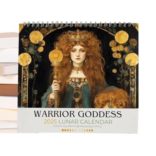 Kriegergöttin 2025 Mondphasenkalender, Warrior Goddess Kalender, Mondphasen Wandkalender, Gotischer Kalenderplaner Wand Mondphase - Planungspläne Wandkalender Für Griechische Mythologie-Enthusiasten von Mixnexorad