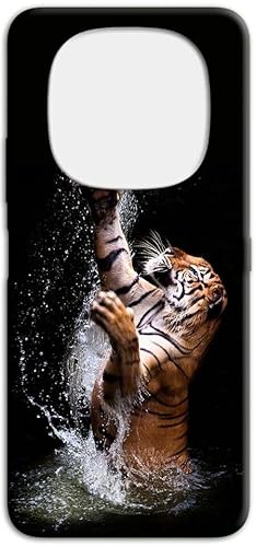 Mixroom - Schutzhülle Back Case aus weichem TPU Silikon für Xiaomi Redmi Note 14 Pro 4G Muster Tiger Schwimmen P222 von Mixroom