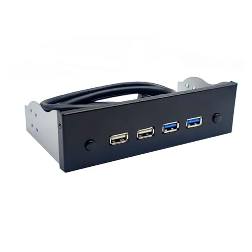 USB 3.0 Frontpanel für Desktop 5,25 Zoll CD-ROM Laufwerksschacht USB 3.0/3.2 19Pin USB 2.0 9Pin auf 2 x USB 3.0 + 2 x USB 2.0 19 Pin/9 Pin auf USB-Hub-Frontplatte von Mjaie