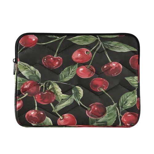 Laptoptasche mit Aquarell-Kirschen, schwarz, 33-35,6 cm (13 - 14 Zoll) Notebook-Tasche, Schutz, Computer-Tragetasche von Mnsruu