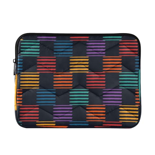 Mnsruu Bunte gestreifte geometrische Laptophülle, wasserdichte Laptoptasche für 33-40,6 cm (13 - 16 Zoll) Notebooks, Computer, Tablet, Reißverschluss, Aktentasche, Tragetasche/Tasche von Mnsruu