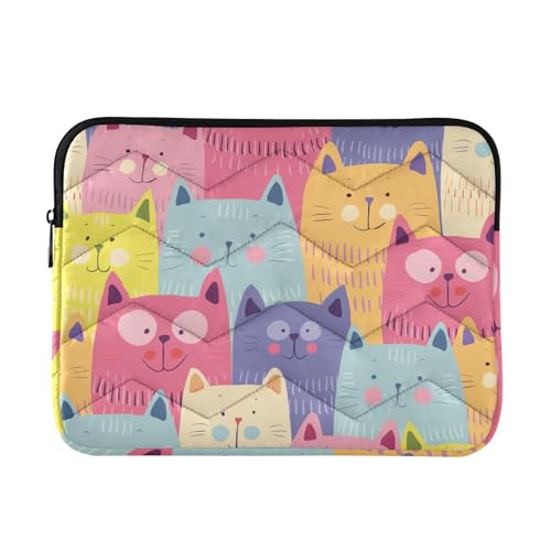 Mnsruu Laptophülle mit buntem Katzenmuster, wasserdichte Laptoptasche für 33-40,6 cm (13 - 16 Zoll) Notebooks, Computer, Tablet, Reißverschluss, Aktentasche, Tragetasche/Tasche von Mnsruu