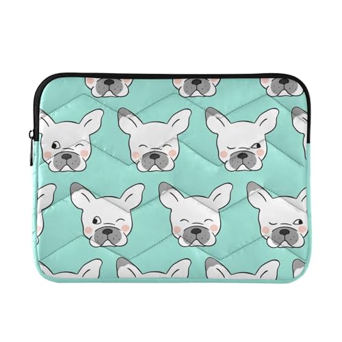 Mnsruu Laptophülle mit schönem Bulldoggen-Muster, wasserdichte Laptoptasche für 33-40,6 cm (13 - 16 Zoll) Notebooks, Computer, Tablet, Reißverschluss, Aktentasche, Tragetasche/Tasche von Mnsruu