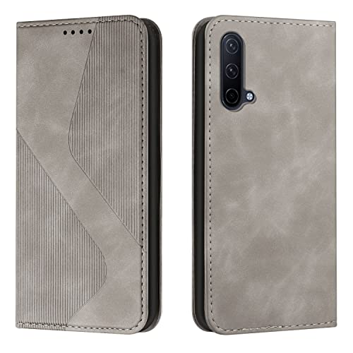 Mo-Somnus Kompatibel mit OnePlus Nord CE 5G Hülle, Magnet PU Leder Flip Wallet Case Tasche Handyhülle, Stoßfeste Schutzhülle OnePlus Nord CE 5G Brieftasche Klapphülle mit [Kartenfächer] (Grau) von Mo-Somnus