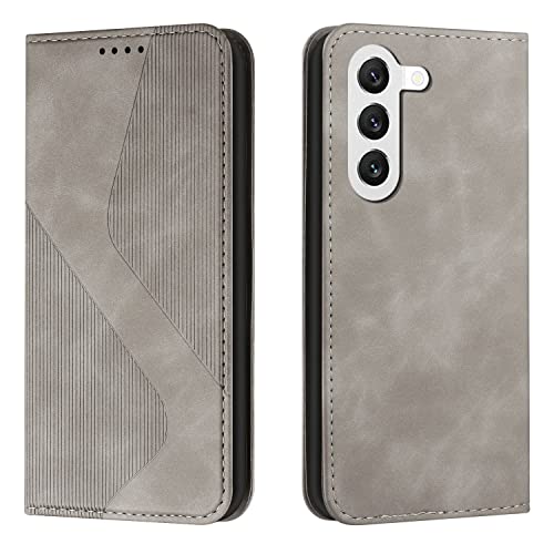 Mo-Somnus Kompatibel mit Samsung Galaxy S23 Plus Hülle, Schutzhülle Samsung S23 Plus, Magnet PU Leder Tasche Handyhülle Samsung S23 Plus, Klappbar Samsung S23 Plus Brieftasche Klapphülle (Grau) von Mo-Somnus