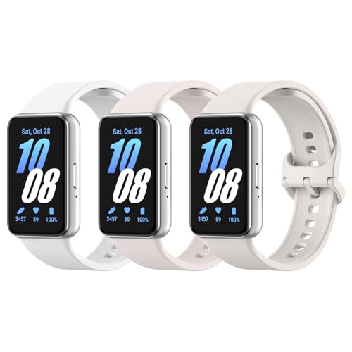 MoKo 3 Stück Armband Kompatibel mit Samsung Galaxy Fit 3 Armband für Damen Herren, Weiches Silikon Ersatzarmband Uhrenarmband Sportarmband, Weiß+Nebel Rosa+Sternenlicht von MoKo