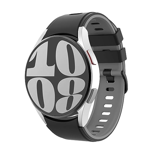 MoKo Armband Kompatibel mit Samsung Galaxy Watch 6 5 4 40mm 44mm/Watch 6 Classic 43mm 47mm/Watch 5 Pro 45mm/Watch 4 Classic 42mm 46mm, Zweifarbiges Silikon Ersatzarmband Uhrenarmband, Schwarz/Grau von MoKo