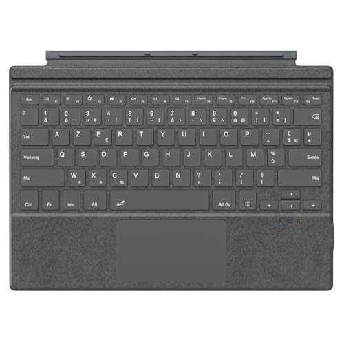 MoKo Französische Tastatur Kompatibel mit Microsoft Surface Pro 7 Plus/Pro 7/Pro 6/Pro 5/Pro 4/3, AZERTY Layout Bluetooth Tastatur mit schlankem Drehgelenk, integrierter Lithiumbatterie, KörnigesGrau von MoKo