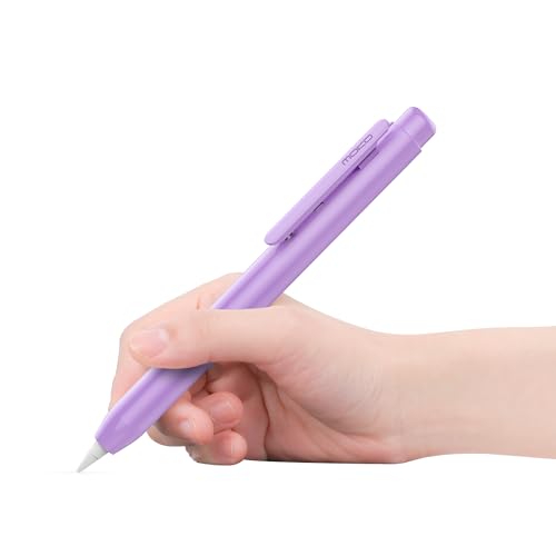 MoKo Hülle Kompatibel mit Apple Pencil 1. Generation, Retractable Ausziehbare Schutzhülle mit Apple Pencil Hülle, Stifthalter mit Stabilem Clip, rutschfeste Einfarbige Stifthülle, Violett von MoKo