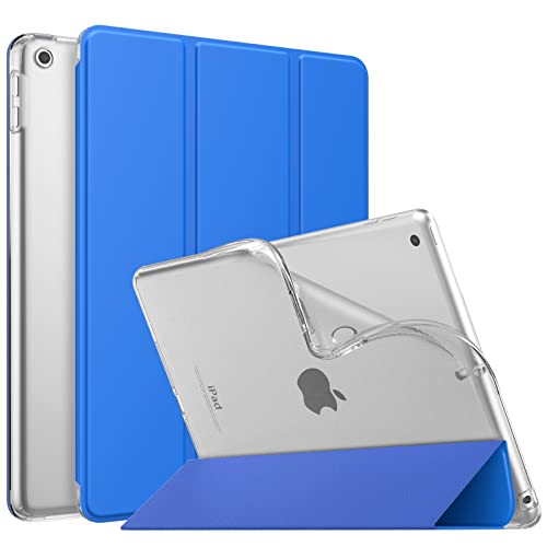 MoKo Hülle Kompatibel mit Neu iPad 9./8./7. Generation (2021/2020/2019), iPad 10,2 Zoll Hülle mit Ständer, TPU Transluzent Matt Rückseite Cover mit Auto Schlaf/Aufwach Funktion, Blaue Welle von MoKo