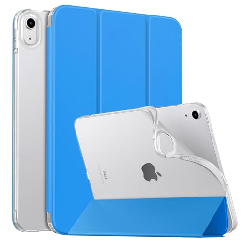 MoKo Hülle für Neu iPad 10. Generation 2022, iPad 10,9 Zoll Hülle TPU Transluzent Rückseite Cover mit Ständer und Auto Schlaf/Aufwach Funktion Tablet Hüllen Schutzhülle, Blaue Welle von MoKo