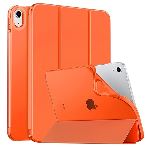 MoKo Hülle für Neu iPad 10. Generation 2022, iPad 10,9 Zoll Hülle TPU Transluzent Rückseite Cover mit Ständer und Auto Schlaf/Aufwach Funktion Tablet Hüllen Schutzhülle, Orange von MoKo