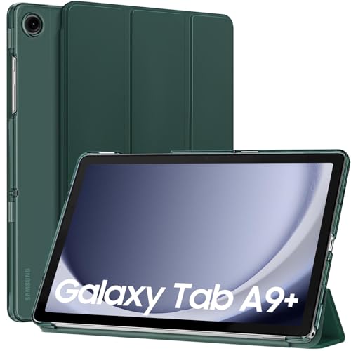 MoKo Hülle für Samsung Galaxy Tab A9+/A9 Plus 11 Zoll 2023, Leicht Stand mit Stabil PC Transluzent Rückseite für Tab A9 Plus Tablet(SM-X210/X216/X218), Auto Aufwachen/Schlafen, Nachtgrün von MoKo