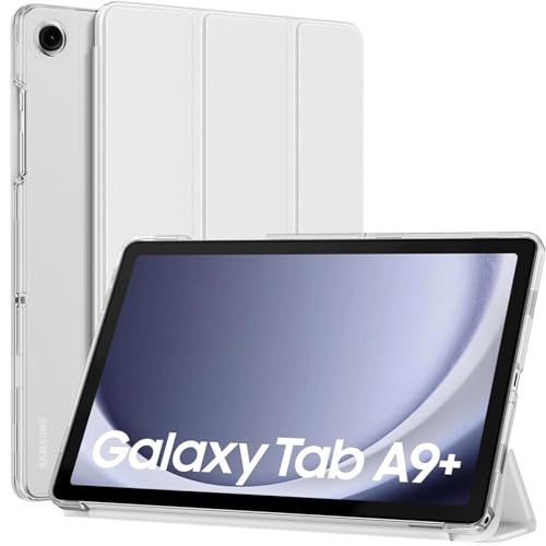 MoKo Hülle für Samsung Galaxy Tab A9+/A9 Plus 11 Zoll 2023, Leicht Stand mit Stabil PC Transluzent Rückseite für Tab A9 Plus Tablet(SM-X210/X216/X218), Auto Aufwachen/Schlafen, Weiß von MoKo