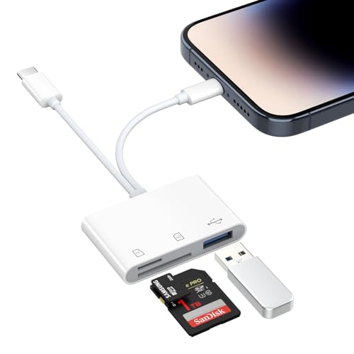 MoKo SD-Kartenleser für iPhone/iPad, USB-C-Speicherkartenleser mit SD/TF-Kartensteckplätzen USB-OTG-Kameraadapter, USBC Dual-Connector zu Micro SD/SD/USB3.0 Kartenleser für MacBook/Samsung/Google von MoKo