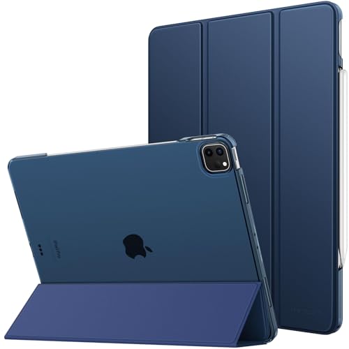 MoKo Schlank Smart Transluzent Matt Hart PC Rückseite, Unterstützt Touch ID & Pencil Pro/2./USB-C, für iPad Air 13 Zoll Hülle 2024/iPad Pro 12,9 Hülle (6./5. Generation, 2022/2021), Marineblau von MoKo