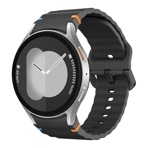 MoKo Sport Armband Kompatibel mit Samsung Galaxy Watch 7 FE 6 5 4 Armband 40mm 44mm/Watch 6 4 Classic Armband 43mm 47mm 42mm 46mm/5 Pro 45mm, Keine Lücke Silikon Band für Damen Herren, Schwarz von MoKo