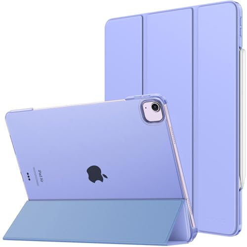 MoKo für iPad Air 13 Zoll Hülle 2024/iPad Pro 12,9 Hülle (6./5. Generation, 2022/2021), Schlank Smart Transluzent Matt Hart PC Rückseite, Unterstützt Touch ID & Pencil Pro/2./USB-C, Lavendel Violett von MoKo