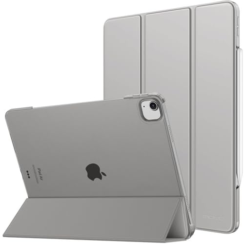 MoKo für iPad Air 13 Zoll M2 Hülle 2024/iPad Pro 12,9 Hülle (6./5. Generation, 2022/2021), Schlank Smart Transluzent Matt Hart PC Rückseite, Unterstützt Touch ID & Pencil Pro/2./USB-C, Hell Grau von MoKo