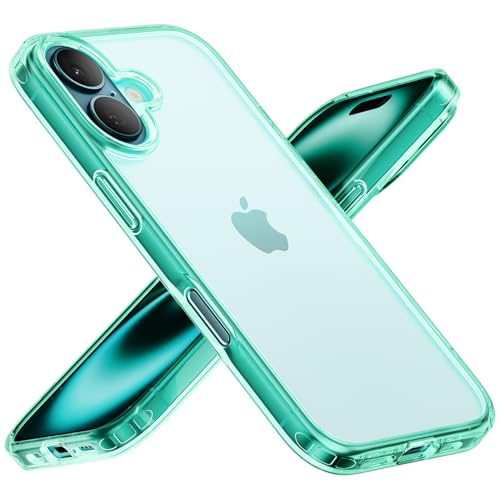 MobNano Durchsichtig Hülle für iPhone 16, Dünn Stoßfest Bumper Crystal Clear Schutzhülle, Anti Gelb Kratzfeste Handyhülle Transparent Rückseite iPhone 16 Case -Grün Green von MobNano