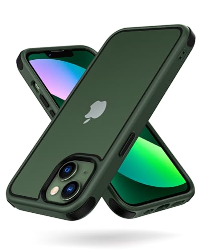 MobNano Ultra Hybrid Durchsichtig Hülle für iPhone 13 Hülle, iPhone 14 Hülle Stoßfest Bumper Transparent Handyhülle Shockproof Fallschutz Silicone iPhone 13 14 Case - Grün/Schwarz von MobNano