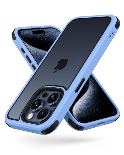 MobNano Ultra Hybrid Durchsichtig Hülle für iPhone 15 Pro Hülle Stoßfest Bumper Transparent Handyhülle Shockproof Fallschutz Silicone iPhone 15 Pro Case - Sierra Blau von MobNano