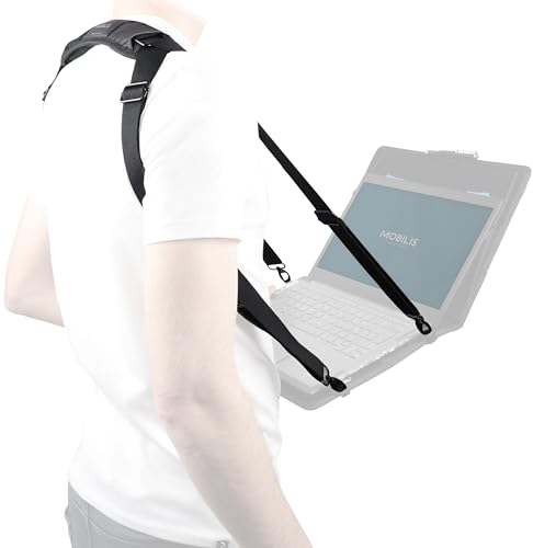 MOBILIS Universeller Tragegurt für Laptop/Tablet, ergonomischer und bequemer Tragegurt, 4 Befestigungspunkte, Länge verstellbar 100 – 180 cm, Schwarz von Mobilis