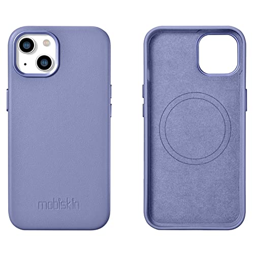 Mobiskin Hülle kompatibel mit Apple iPhone 14 Plus (6,7 Zoll), Handyhülle mit echtem Leder, Case, Schutzhülle, dünne Handytasche, Slim Cover, Lila, Violett, hell von Mobiskin