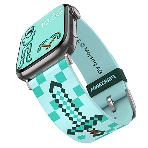 Minecraft: Iconic Smartwatch Armband - Offiziell lizenziert, kompatibel mit jeder Größe und Serie der Apple Watch (Uhr Nicht enthalten) von MobyFox