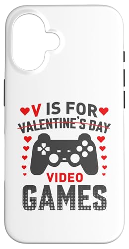 Hülle für iPhone 16 V steht für Videospiele, Valentinstag, lustiger Gamer, Herren, Jungen von Mocking Merch