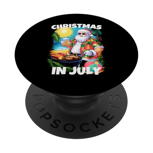 Weihnachten im Juli Santa Beach BBQ Party PopSockets Klebender PopGrip von Mocking Merch