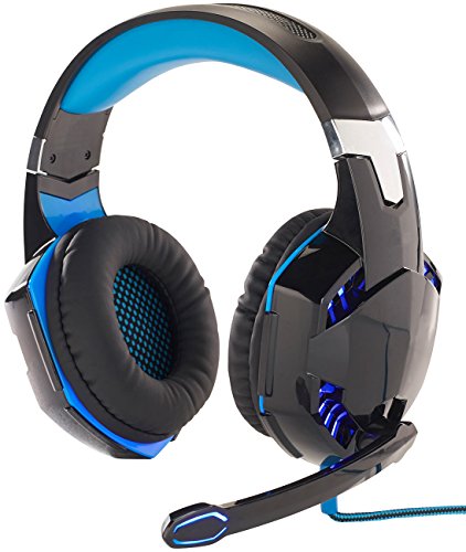 Mod-it Gamer Headset: Beleuchtetes Gaming-Headset mit Kabelfernbedienung & Mikrofon-Schalter (Kopfhörer PC, Headphones, Fernbedienungen) von Mod-It