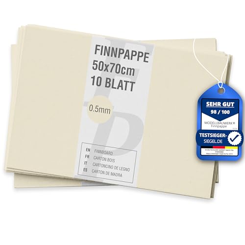 10 Blatt Finnpappe 50x70cm | 0.5mm Stärke | Modellbauwerk® | für Modellbau und Basteln | Architektur | Studium | Material | Diorama | finnische Holzpappe | Skanpappe | Scrapbook | Karton |Kreativ sein von Modellbauwerk