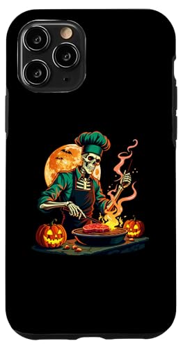 Hülle für iPhone 11 Pro Gruseliger Skelettkoch Grillen BBQ | Halloween Barbecue Moon von Moderass - Spooky Skull Chefs Outfits