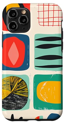 Hülle für iPhone 11 Pro Mid Century Modern Abstrakt Bunte Formen Funky Cool von Modern Aesthetic Design Studio