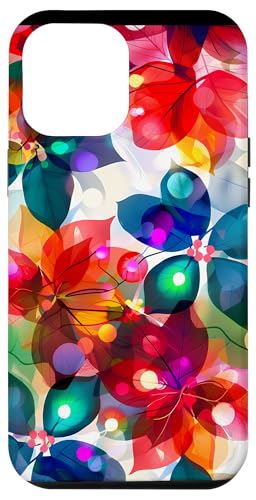 Hülle für iPhone 12 Pro Max Lebendige Pop-Art-Weihnachtsbeleuchtung und Blumendekor von Modern Aesthetic Design Studio