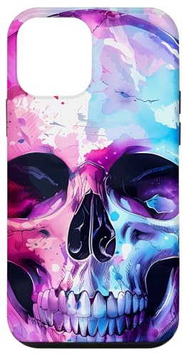 Hülle für iPhone 12 mini Buntes Totenkopf-Aquarell-Kunstwerk – trendiger und lebendiger Totenkopf von Modern Aesthetic Design Studio