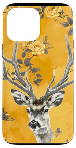 Hülle für iPhone 13 Pro Max Gelb Aquarell Floral Hirsch Jagd Camo Camouflage Design von Modern Aesthetic Design Studio