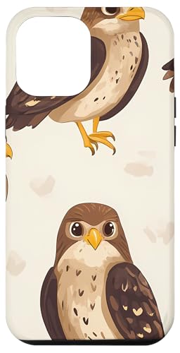 Hülle für iPhone 14 Pro Max Hawk Kawaii Tier Wildlife Muster von Modern Aesthetic Design Studio