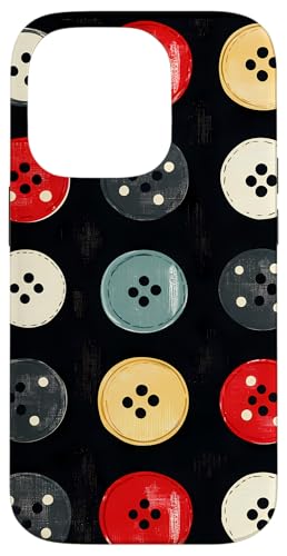 Hülle für iPhone 14 Pro Weihnachten Vintage Polka Dots Nähknopfmuster von Modern Aesthetic Design Studio