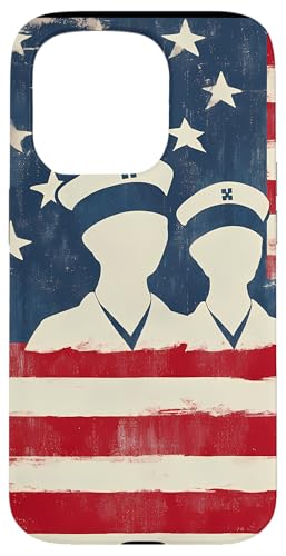 Hülle für iPhone 15 Pro Vintage Nursing School Team Amerikanische Flagge Krankenschwester RN Squad von Modern Aesthetic Design Studio