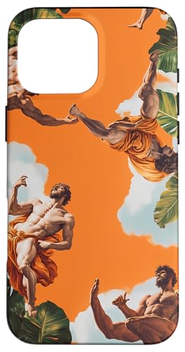 Hülle für iPhone 16 Pro Max Moderne tropische Kunst in Orange - Michelangelo Die Schöpfung von Adam von Modern Aesthetic Design Studio