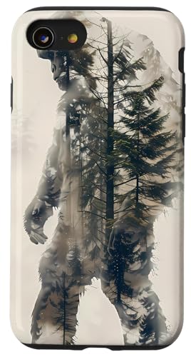 Hülle für iPhone SE (2020) / 7 / 8 Bigfoot Figur Sasquatch Yeti Nature Double Exposure Art von Modern Aesthetic Design Studio