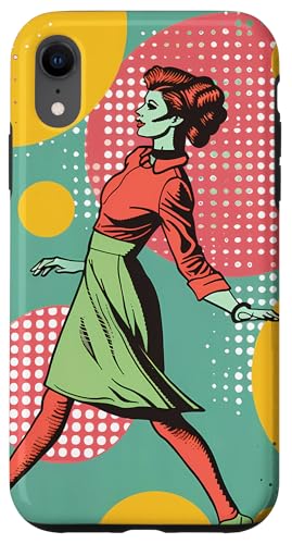 Hülle für iPhone XR Grüne Pop-Art-Discokugel im 70er-Jahre-Retro-Stil mit Punkten von Modern Aesthetic Design Studio