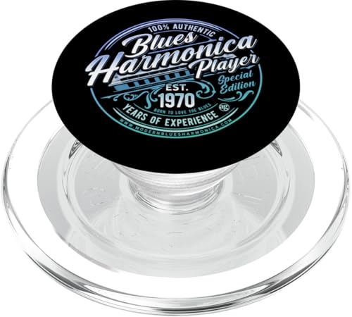 Modern Blues Harmonica Born In 1970 Vintage 55th Birthday PopSockets PopGrip für MagSafe von Modern Blues Harmonica OFFICIAL