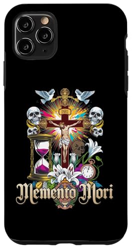 Hülle für iPhone 11 Pro Max Memento Mori Katholisches Kruzifix, traditioneller lateinischer Massenschädel von Modern Day Catholic Designs