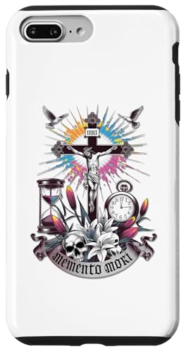 Hülle für iPhone 7 Plus/8 Plus Memento Mori Katholisches Kruzifix, traditioneller lateinischer Massenschädel von Modern Day Catholic Designs